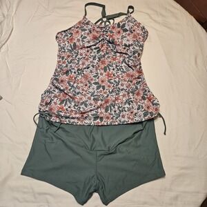 Maacie Maternity Athletic Tankini W Puec Rauched Top And Short Size XL - NWT